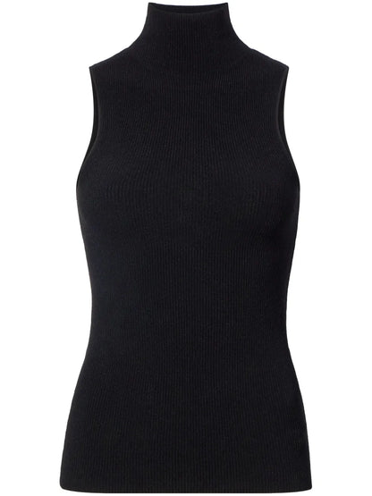 Matte Ribbed-Knit Sleeveless Top