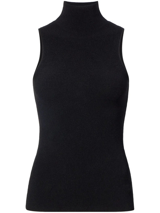 Matte Ribbed-Knit Sleeveless Top