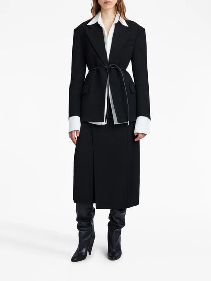 Asymmetric Twill Wrap Skirt