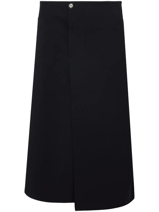 Asymmetric Twill Wrap Skirt
