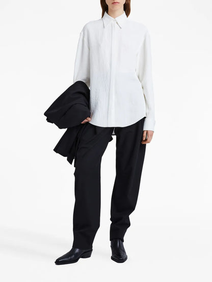 Crinkled Satin-Finish Shirt