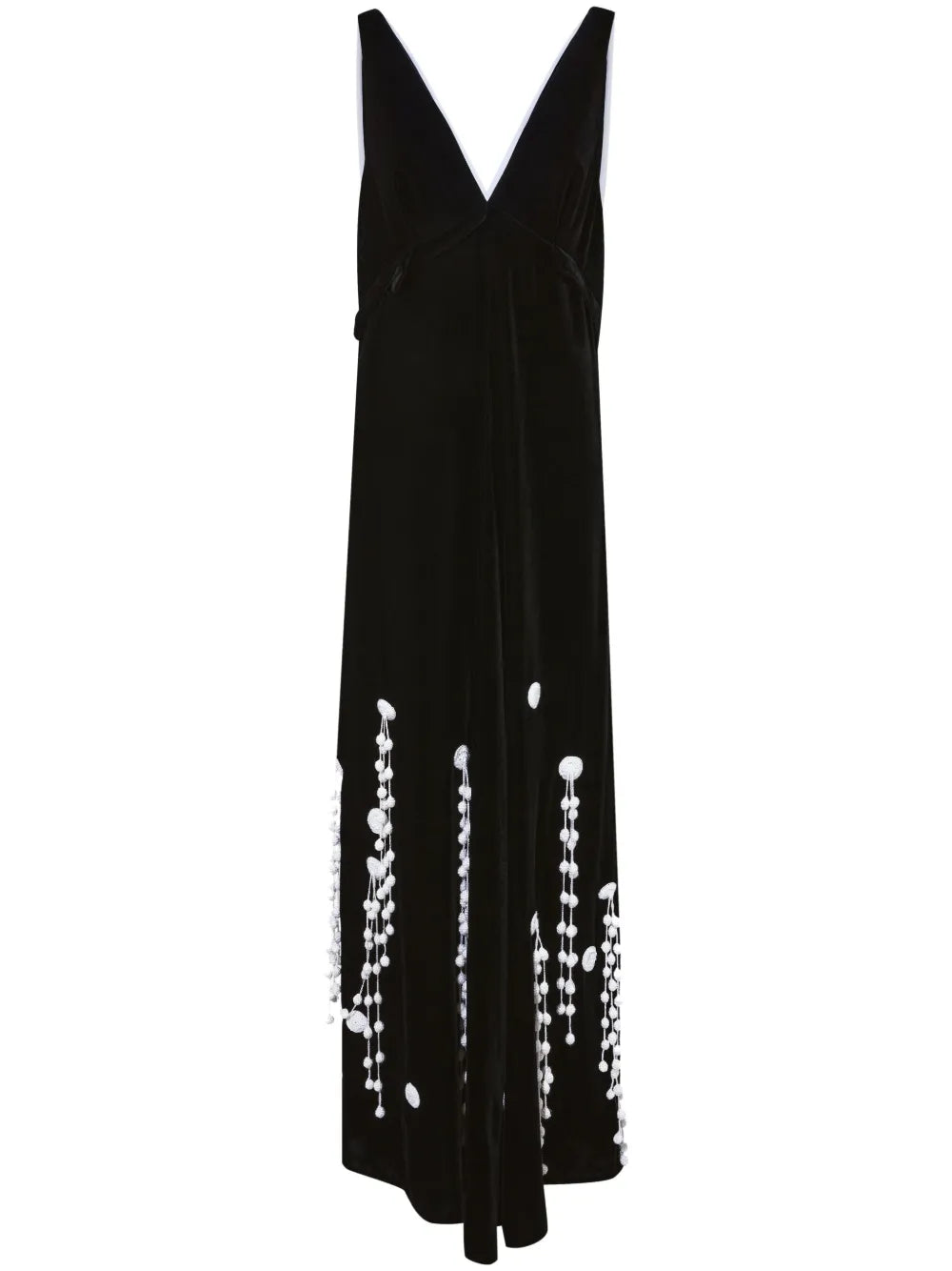 Embroidered A-Line Velvet Dress