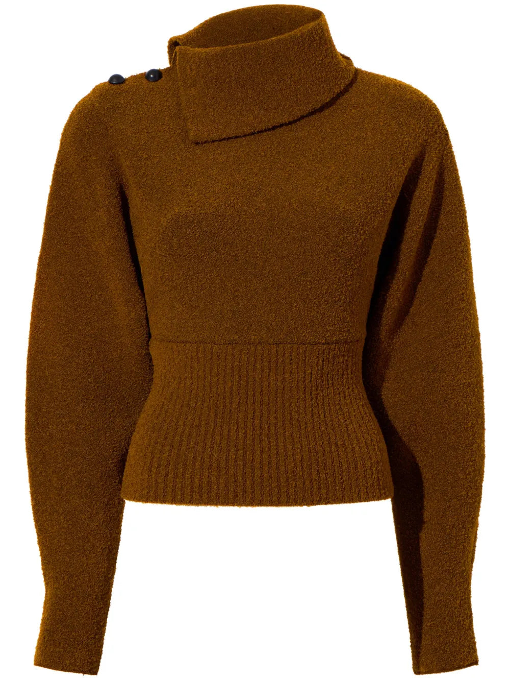 Asymmetric-Neck Bouclé Jumper