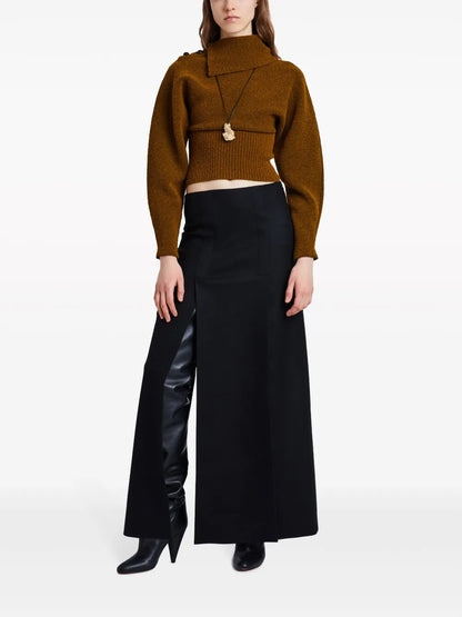 Asymmetric-Neck Bouclé Jumper