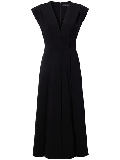 V-Neck Cap-Sleeves Midi Dress