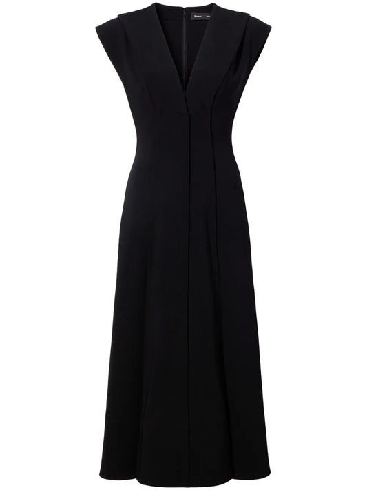 V-Neck Cap-Sleeves Midi Dress