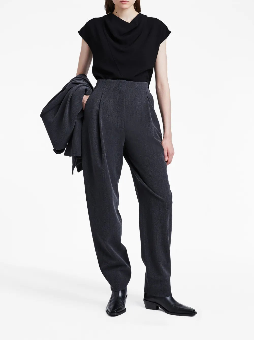 Cowl-Neck Crepe Top