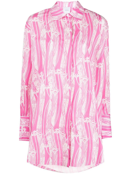 Abstract-Print Mini Shirtdress