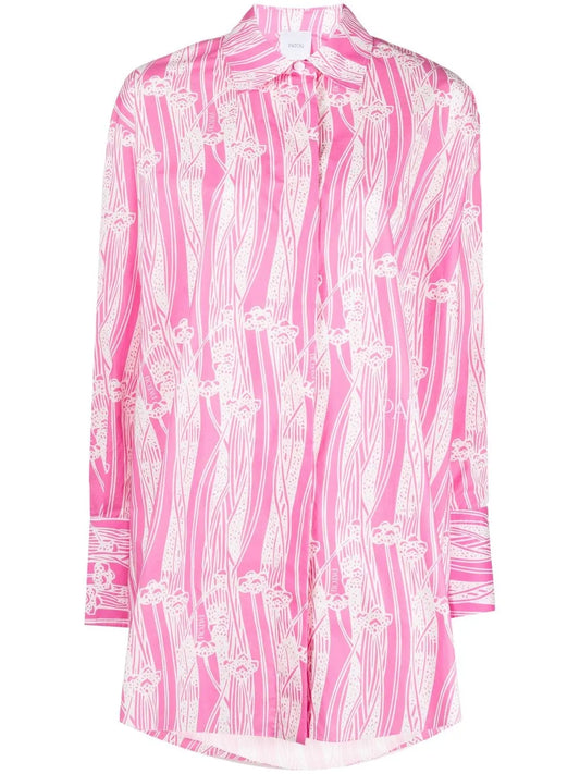 Abstract-Print Mini Shirtdress