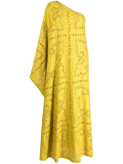 One-Shoulder Sheer-Lace Long Dress