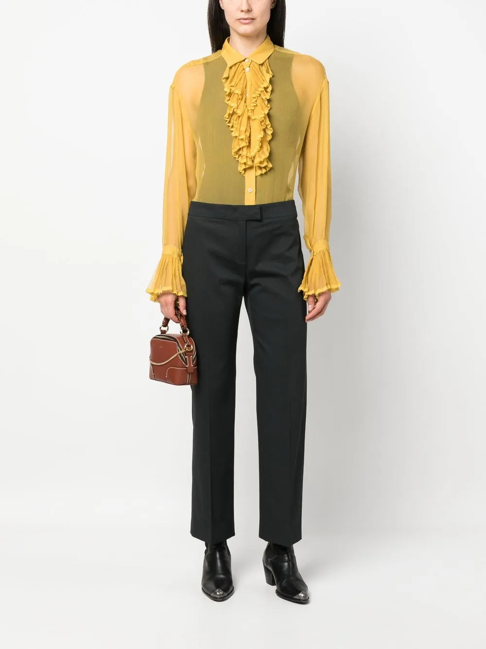 High-Waisted Straight-Leg Trousers
