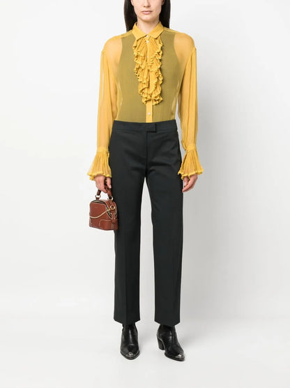 High-Waisted Straight-Leg Trousers