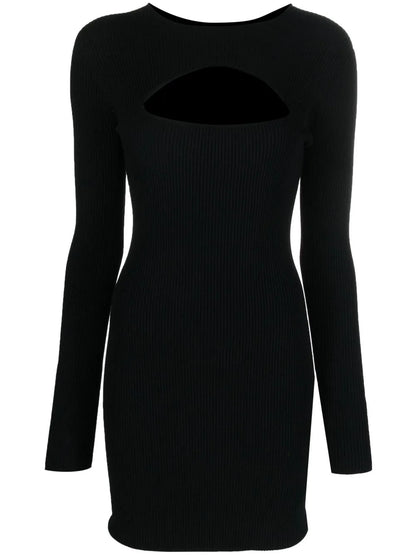 Cut-Out Rib-Knit Minidress