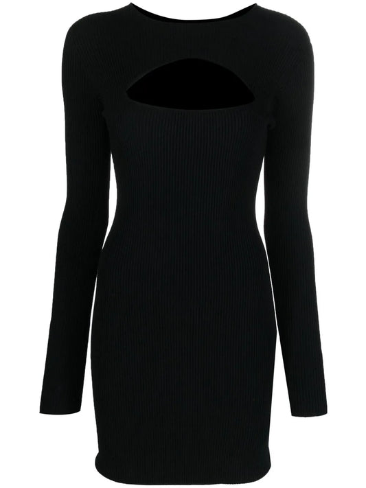 Cut-Out Rib-Knit Minidress