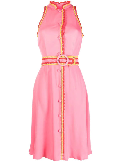 Belted-Waist Sleeveless Dress