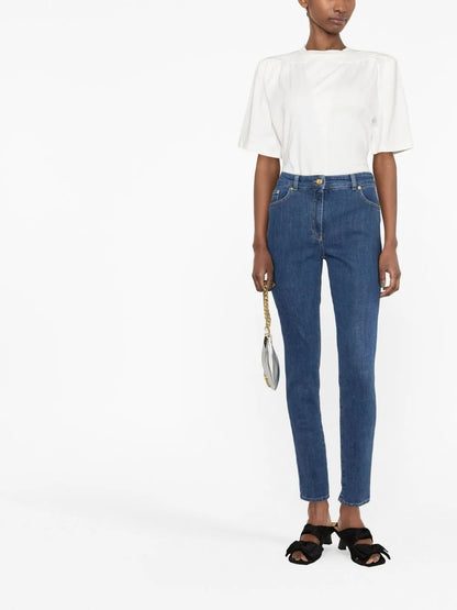Teddy Bear-Detail Slim-Fit Jeans