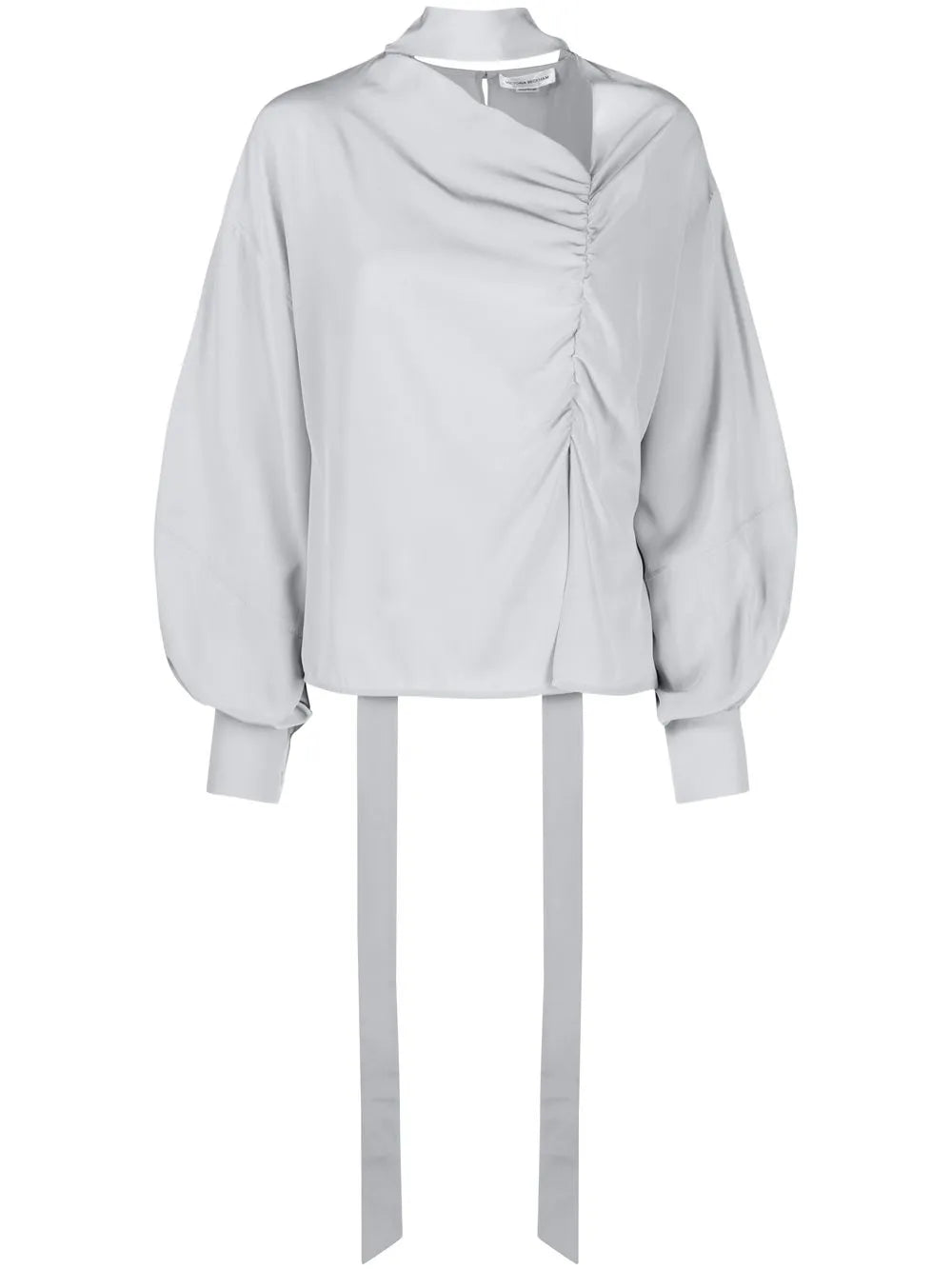 Boat-Neck Puff-Sleeved Blouse