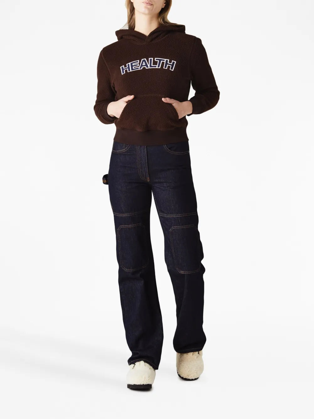 Slogan-Patch Fleece Hoodie