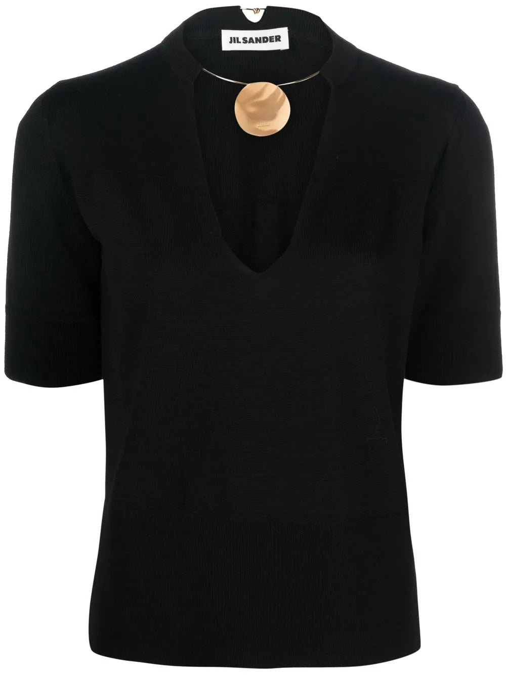 Choker-Neck Short-Sleeve Top