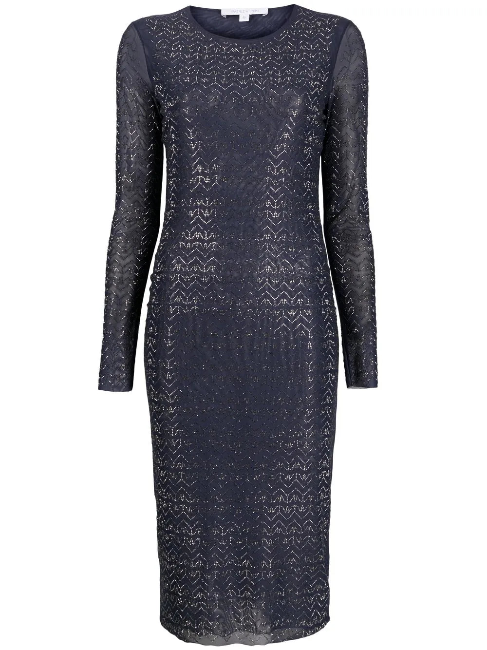 Crystal-Embellishment Semi-Sheer Dress