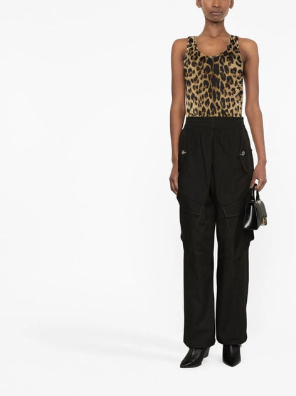 Leopard-Print Linen Tank Top
