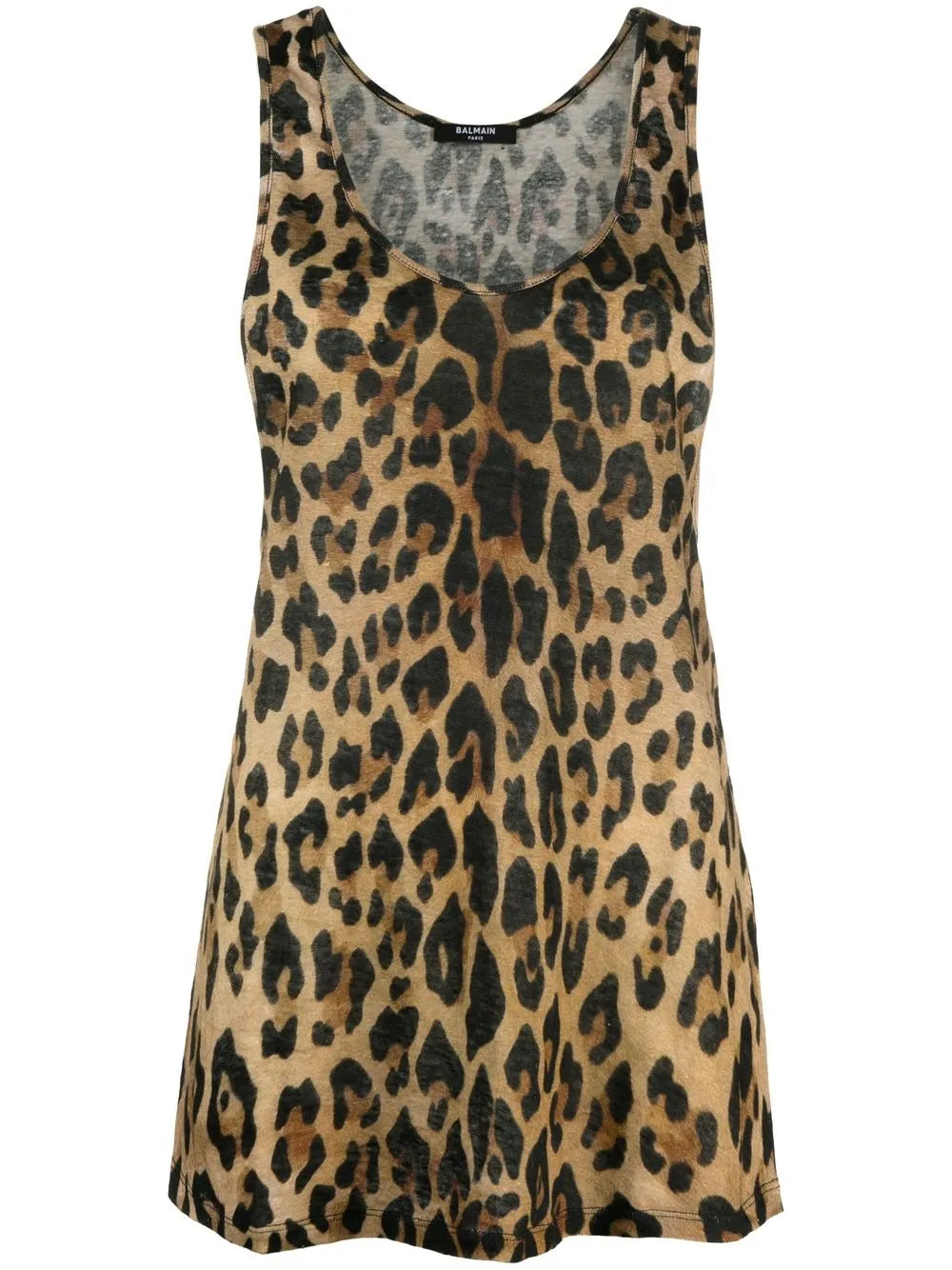 Leopard-Print Linen Tank Top