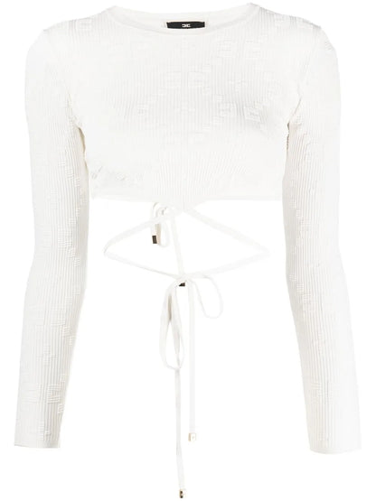 Rear-Tie Ribbed Crop Top