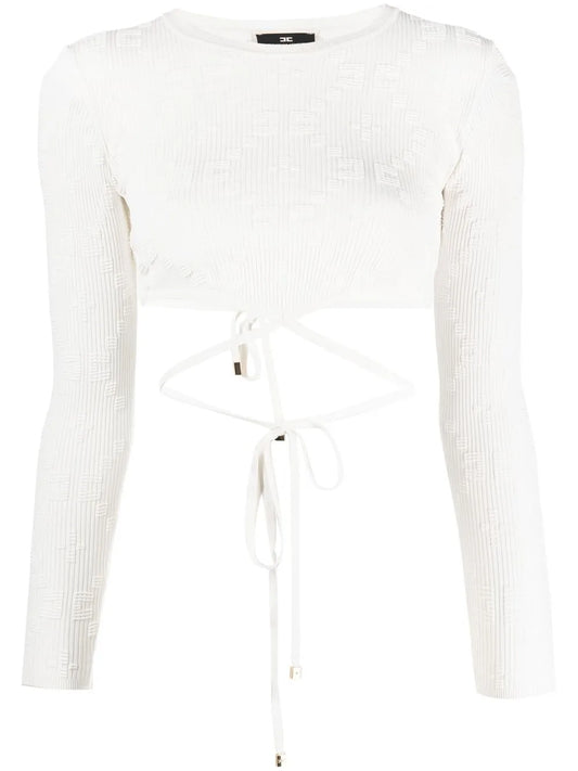 Rear-Tie Ribbed Crop Top