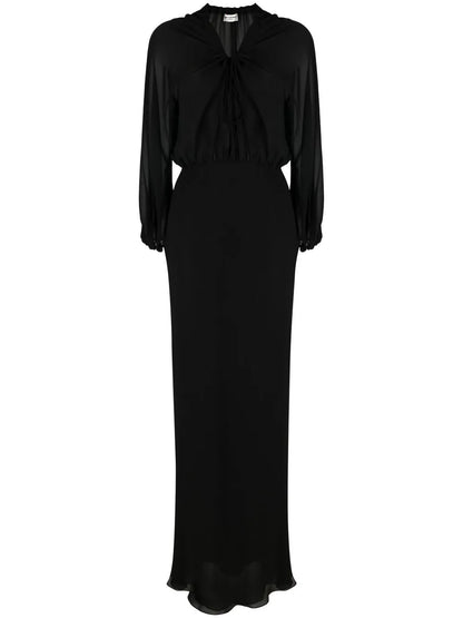 Sheer-Panelled Silk Maxi Dress