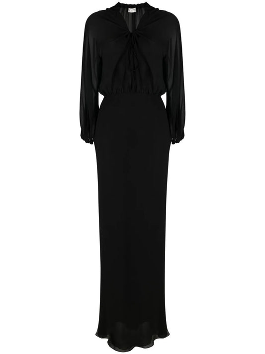 Sheer-Panelled Silk Maxi Dress