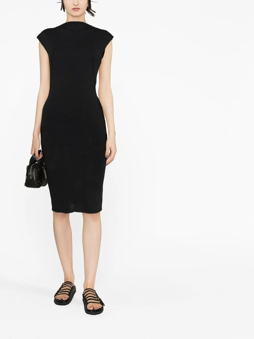 Cap-Sleeve Knitted Midi Dress