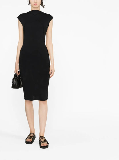 Cap-Sleeve Knitted Midi Dress