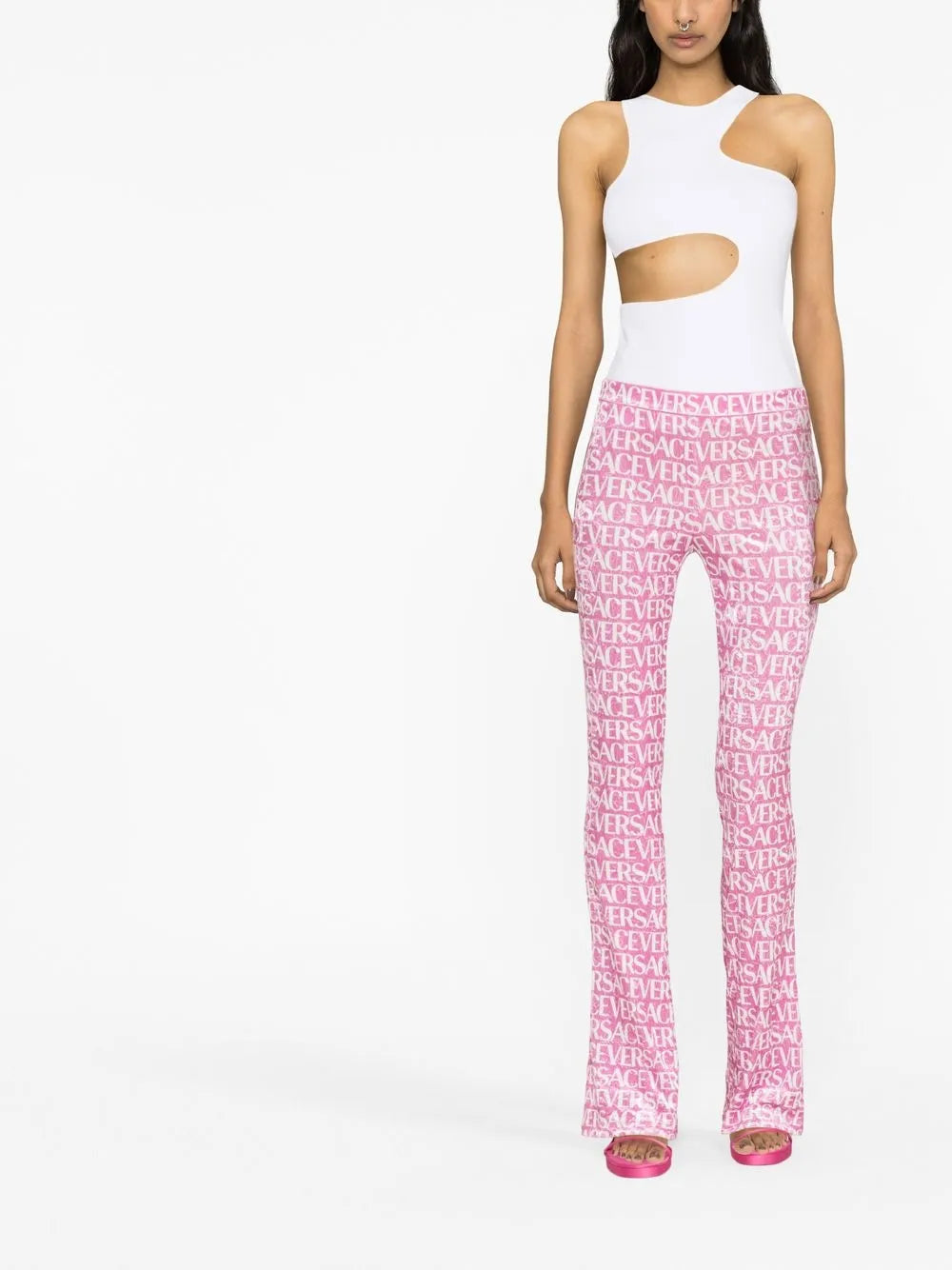 Logo-Print Flared Trousers
