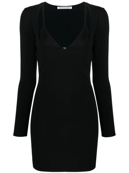 Layered-Neckline Detail Dress