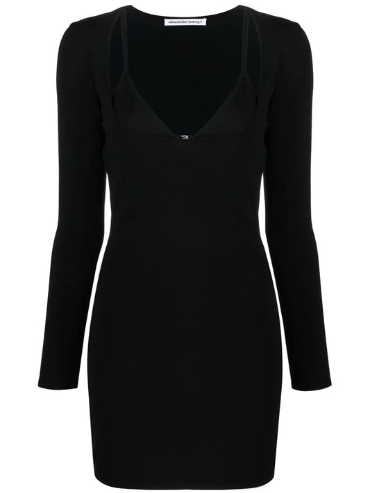 Layered-Neckline Detail Dress