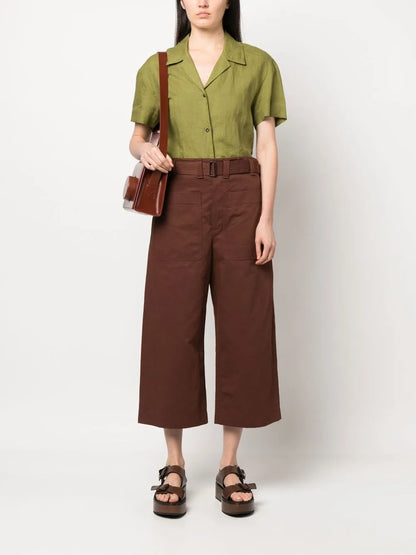 Wide-Leg Cotton-Linen Trousers