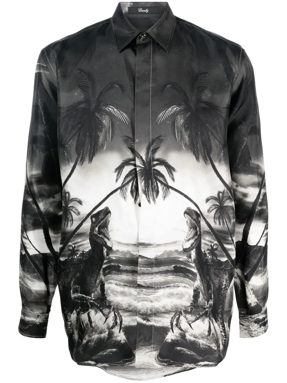 Dinosaur-Print Silk Shirt