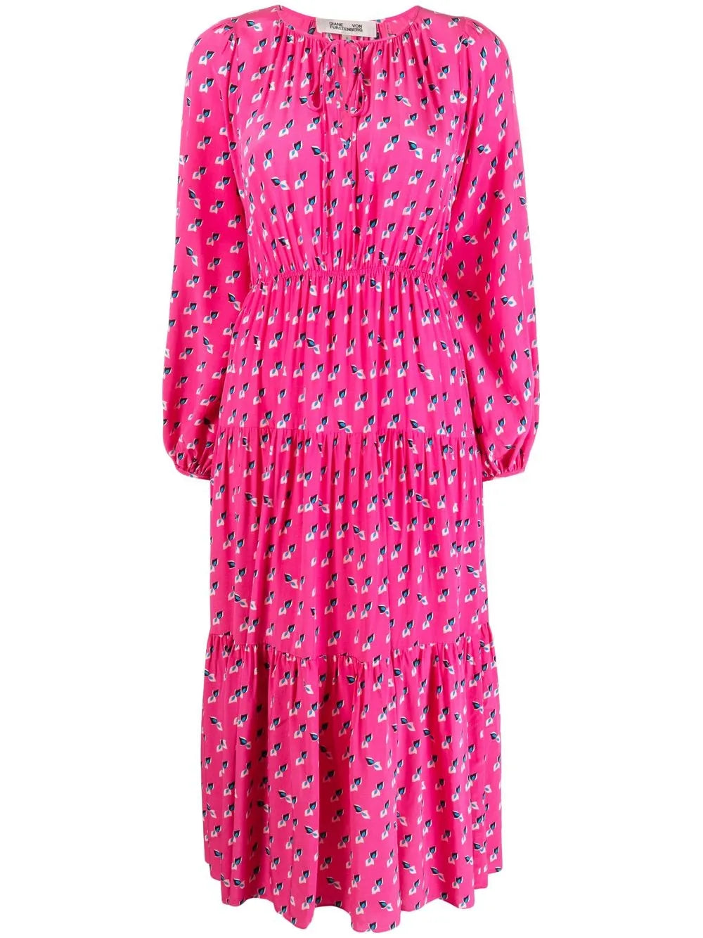 Long-Sleeved Round Neck Midi Dress