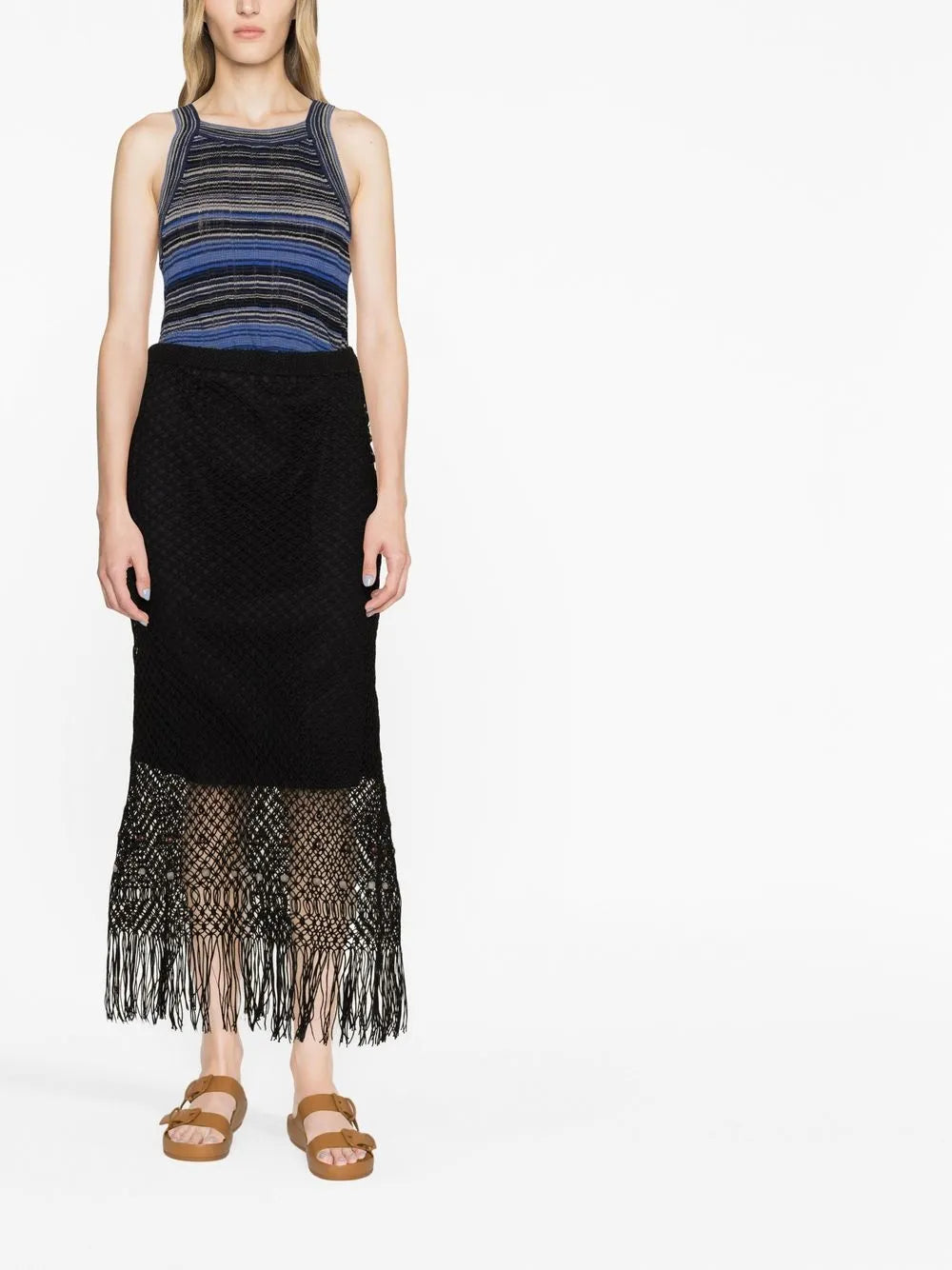 Horizon Macramé Fringed Skirt