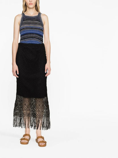 Horizon Macramé Fringed Skirt