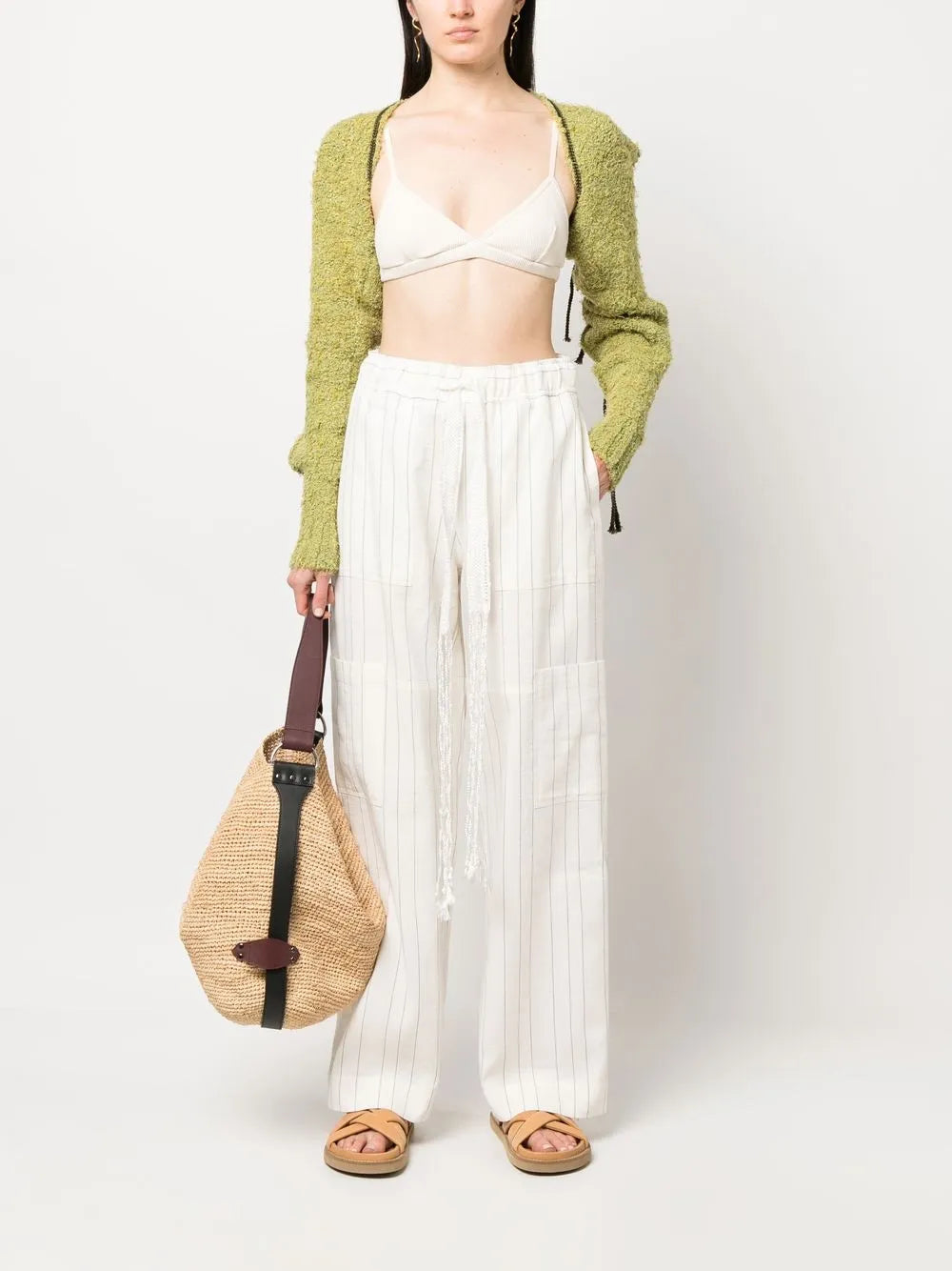 Wide-Leg Striped Trousers