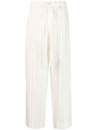 Wide-Leg Striped Trousers