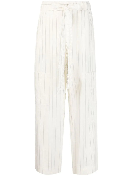 Wide-Leg Striped Trousers