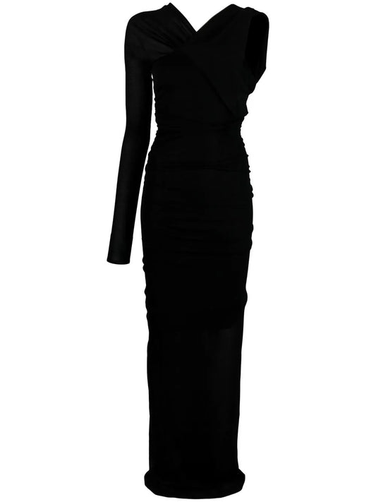 Semi-Sheer One-Sleeve Long Dress