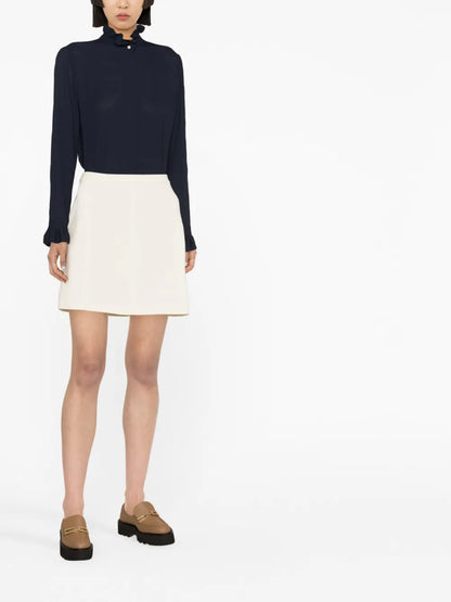 Ruffled-Collar Long-Sleeve Blouse