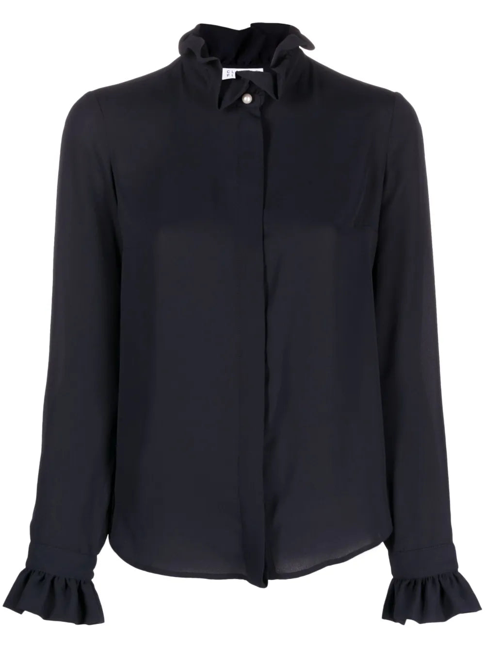 Ruffled-Collar Long-Sleeve Blouse