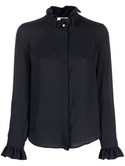 Ruffled-Collar Long-Sleeve Blouse