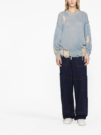 Distressed Crew-Neck Jumper