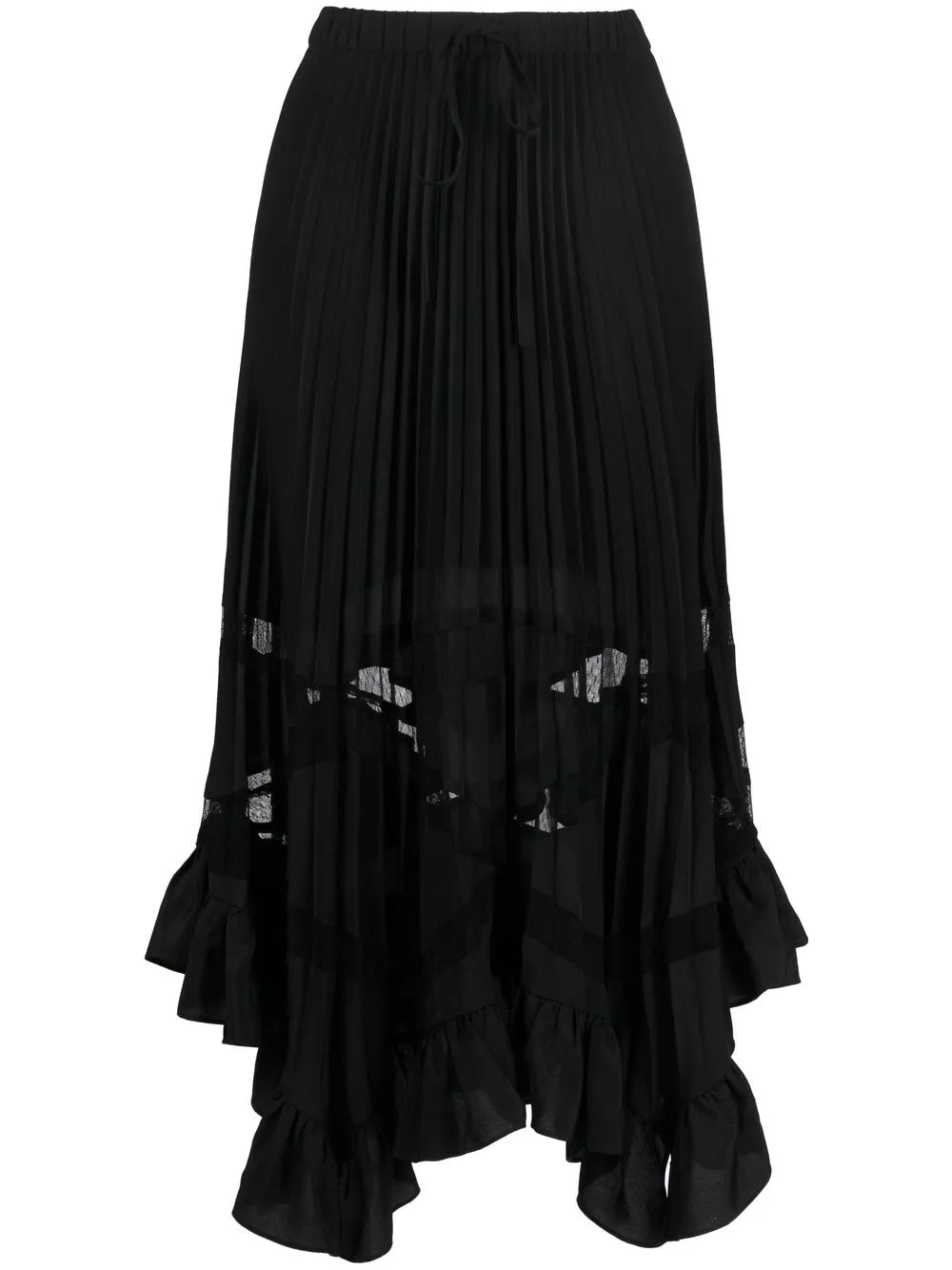Asymmetric Hem Pleated Skirt
