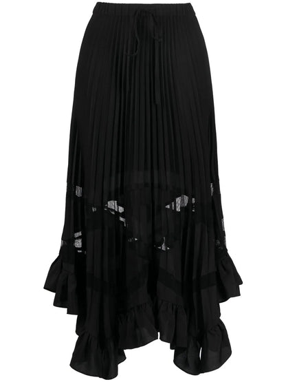 Asymmetric Hem Pleated Skirt